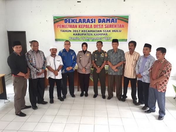 Kapolsek Siak Hulu Hadiri Deklarasi Damai Pilkades Serentak 2017
